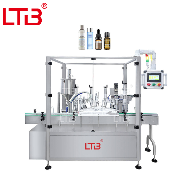 Rotary Essential Oil Nail Polish Cosmetic Cream Filler Machine Monoblock Vial Small Glass Bottle Jar Filling Capping Labeling Production Line