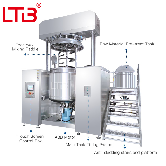 1T 2T 3T High Efficient Hydraulic Lifting Vacuum Emulsifying Mixer Face Cosmetic Creams Emulsifying Mixing Tank Reactor Price