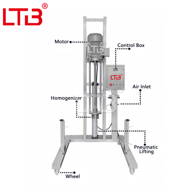 High Efficient Electric Pneumatic High Viscosity Thick Cosmetics Liquid Daily Chemical Mixer Agitator Homogenizer Disperser