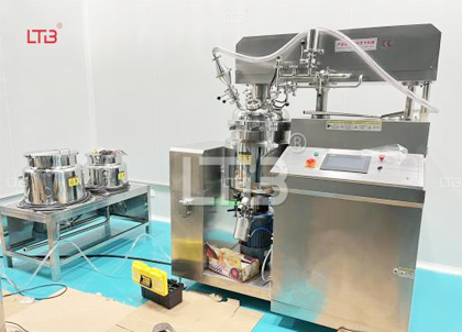 industrial equipment line including mixer, filler, and emulsifier for hair care