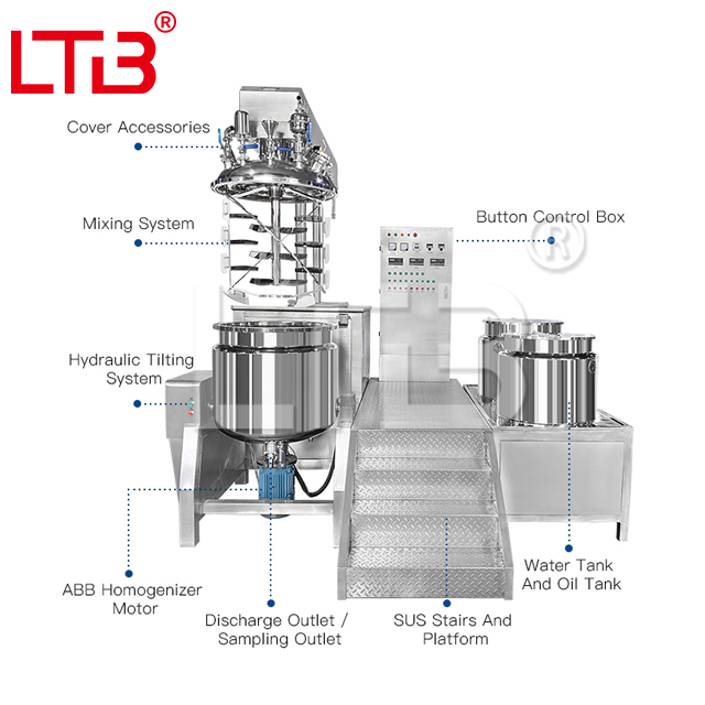 200L 300L 500L Face Creams Skin Care High Shear Vacuum Emulsifying Mixing Ointment Cosmetic Making Equipment