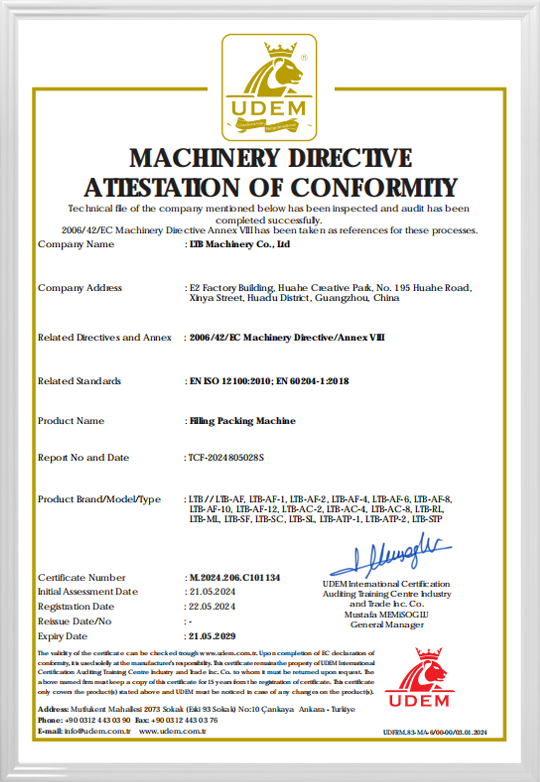machinery directive attestation of conformity
