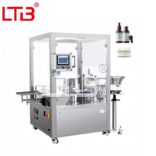 Rotary Essential Oil Nail Polish Cosmetic Cream Filler Machine Monoblock Vial Small Glass Bottle Jar Filling Capping Labeling Production Line
