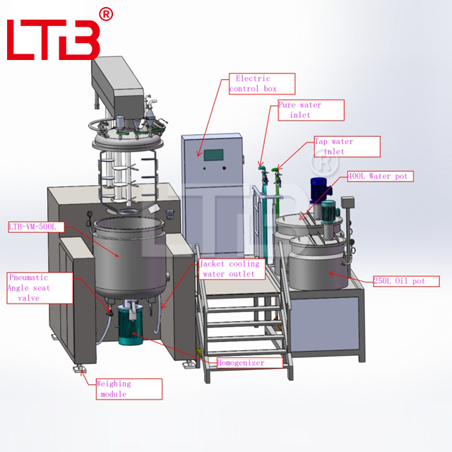200L 300L 500L Face Creams Skin Care High Shear Vacuum Emulsifying Mixing Ointment Cosmetic Making Equipment