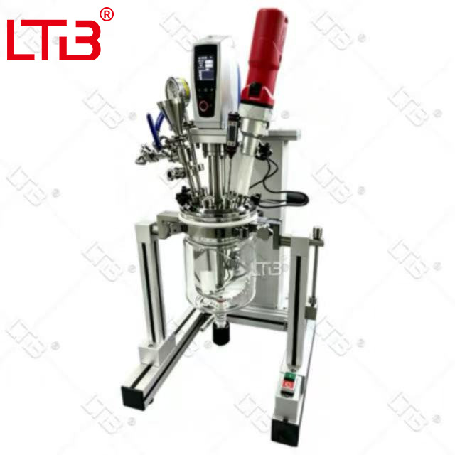1L 2L 5L Cosmetic Glass Reactor Laboratory Vacuum Emulsifier Mixer