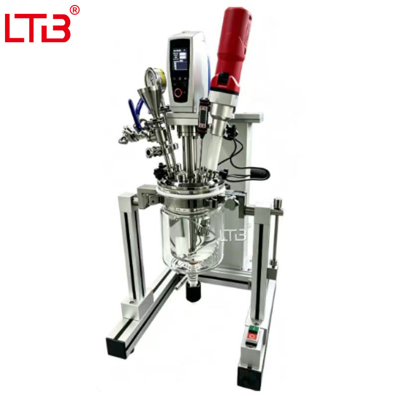 1L 2L 5L Cosmetic Glass Reactor Laboratory Vacuum Emulsifier Mixer